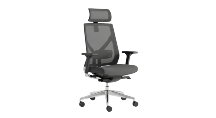 Ergonomic office chair with mesh back isolated PNG with Transparent Background