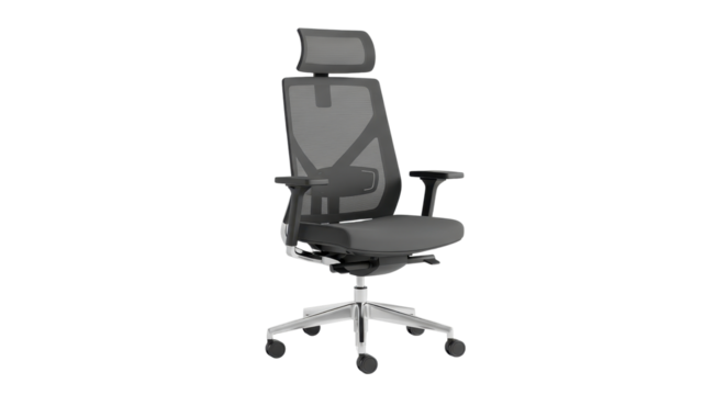 Ergonomic office chair with mesh back isolated PNG with Transparent Background