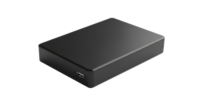 External hard drive for data backup or storage isolated PNG with Transparent Background
