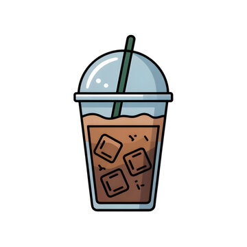 iced coffee drink with straw clip art preview