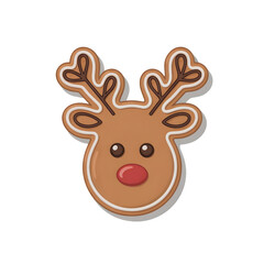 Obraz premium Cute gingerbread reindeer cookie design perfect for Christmas cards or festive baking blogs