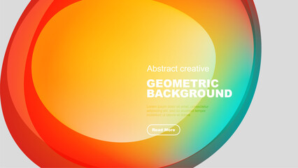 Vibrant overlapping circles create dynamic gradient background. Text block, button present. Modern design, colorful composition.