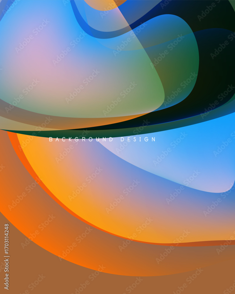 Poster abstract flowing shapes, vibrant colors blend. modern design, smooth gradients create dynamic visual