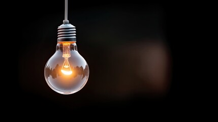 Vintage light bulb glowing softly against a dark background for creative lighting design and home decor inspiration