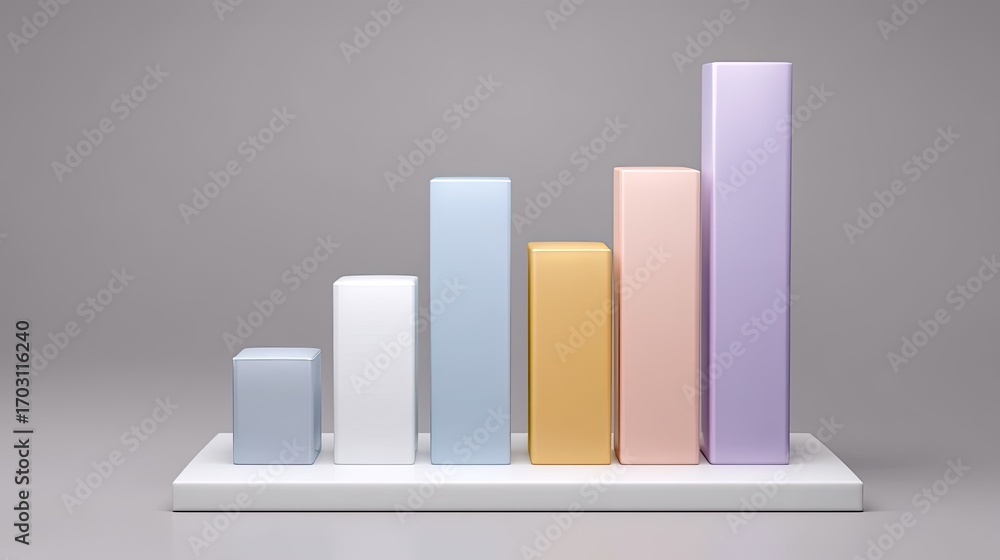 Poster modern 3d bar chart representation on minimalistic background for business growth analysis and prese