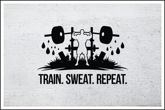 Train Sweat Repeat &ndash; Fitness Motivation,
Powerlifting Determination Artwork,
Gym Grind Black & White Design,
Strength Training Silhouette Poster