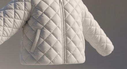 Minimalist White Quilted Jacket with Zipper in Contemporary Fashion Design