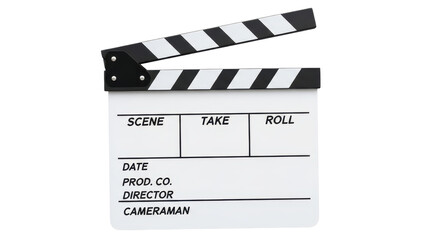 Obraz premium Clapperboard showing scene take roll for filmmaking isolated PNG with Transparent Background
