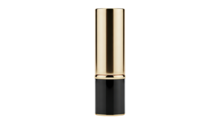 Black and gold lipstick tube for beauty advertisement isolated PNG with Transparent Background