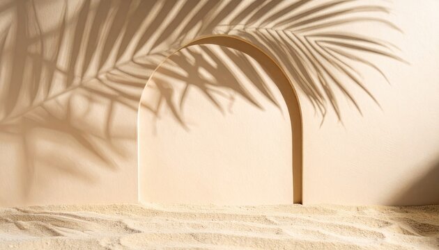 Beach Scene with Arch and Palm Shadow