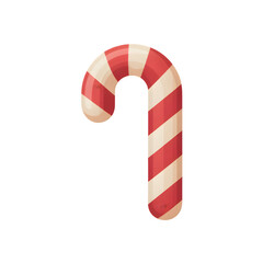 Classic red and white striped candy cane isolated on white background