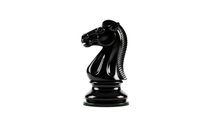 Black knight chess piece isolated PNG with Transparent Background