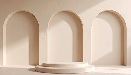 Fototapeta premium Beige Minimalist Archway Display Platform