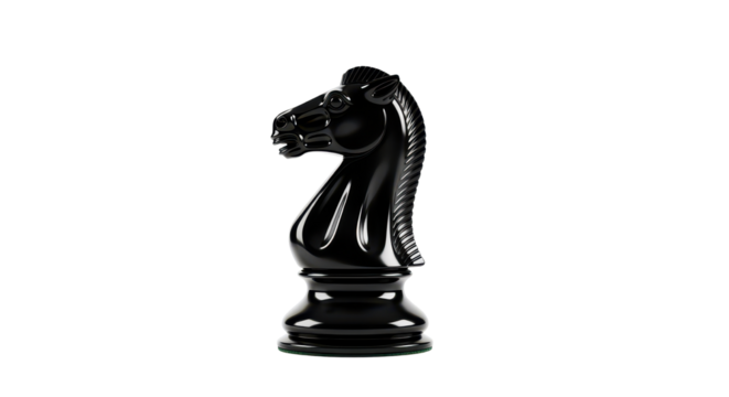 Black knight chess piece isolated PNG with Transparent Background