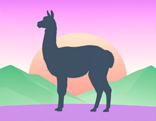 Fototapeta premium Silhouette of a llama against a sunset backdrop