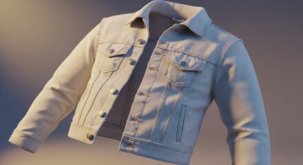 Stylish Denim Jacket in Soft Light Against a Gradient Background