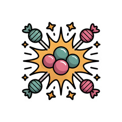 Fototapeta premium Sweet Candy Explosion Four Lollipops and Gumballs in Festive Design