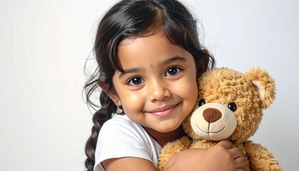 テディーベアを抱っこするかわいい子供