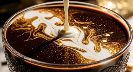 Gourmet Hot Chocolate Swirled with Cream and Edible Glitter for Festive Celebration