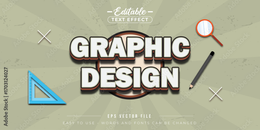 Poster graphic design text style, editable text effect.