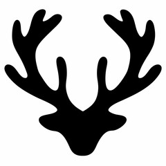 Obraz premium Monochrome graphic illustration of a deer's antlers with a head outline
