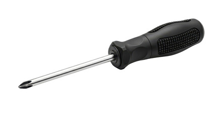 Phillips head screwdriver with black handle isolated PNG with Transparent Background
