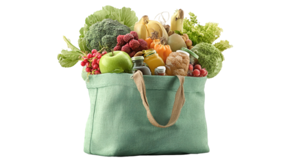 groceries in a bag isolated on transparent white background