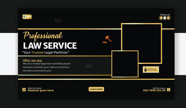 Professional law service website banner template for legal company