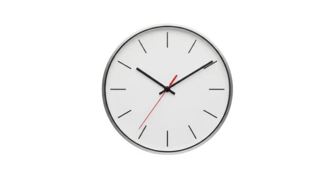 Clock showing the time as eleven o'clock ten minutes isolated PNG with Transparent Background