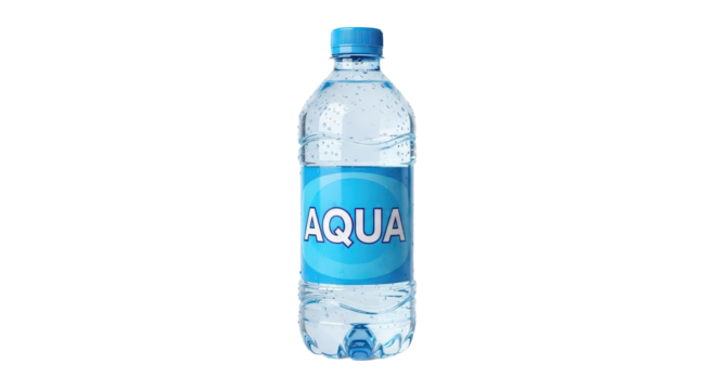 Water bottle with Aqua label isolated PNG with Transparent Background