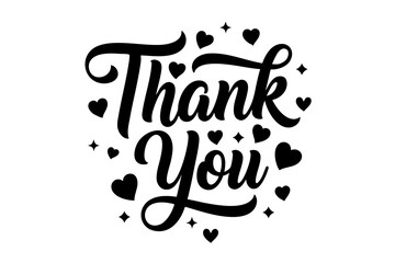 Elegant thank you text design with many heart shape