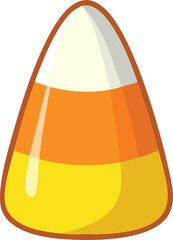 Vector illustration of candy corn, Halloween sweet treat, cartoon style