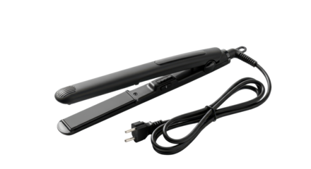 Black hair straightener for styling isolated PNG with Transparent Background