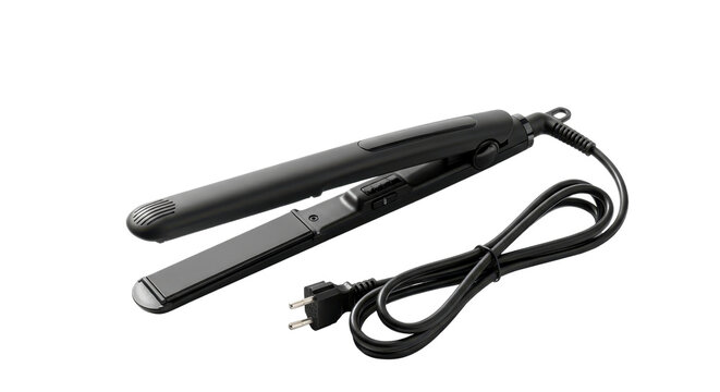 Black hair straightener for styling isolated PNG with Transparent Background