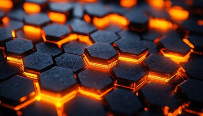 Glowing Hexagon Grid for Abstract Tech Background.
