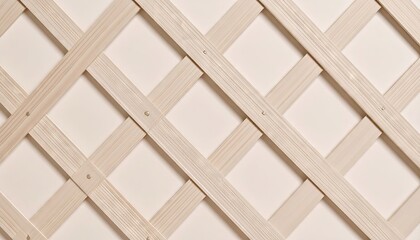 Cream-Colored Wooden Lattice Pattern on White Background