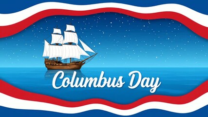 columbus day sailing ship on ocean night sky