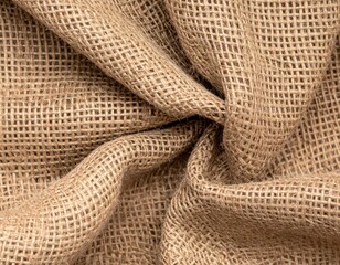 Detailed Close Up of Brown Burlap Fabric Texture Background with Rough Weave