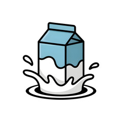 Fresh Milk Carton Splashing into a Puddle of Milk