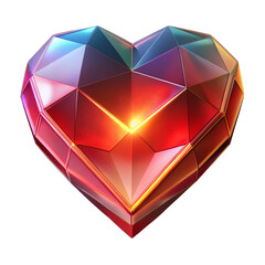 Polygonal heart icon isolated on transparent background for love concept