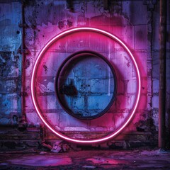 Letter O neon sign on dark background