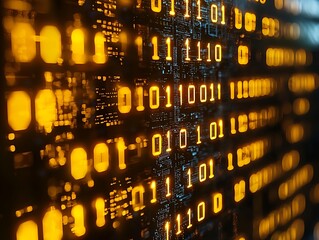 Glowing Binary Code Data Stream.