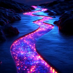 Glowing River for Night Landscape.