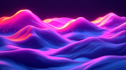 Neon Wave Landscape for Abstract Art.