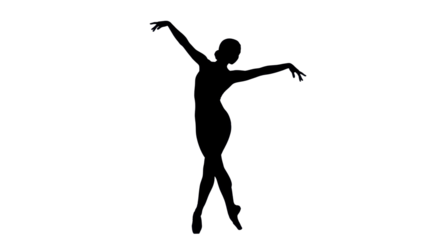 Elegant silhouette of a ballerina in a classic dance pose isolated PNG with Transparent Background