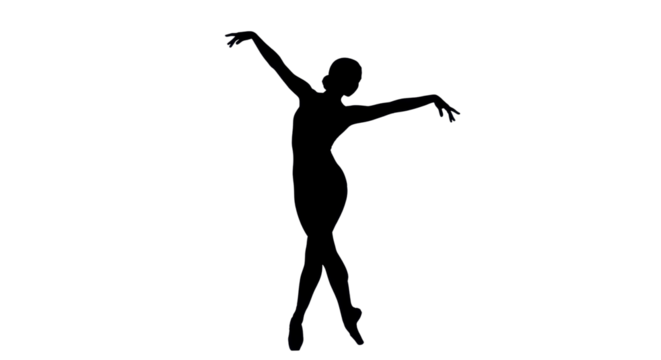 Elegant silhouette of a ballerina in a classic dance pose isolated PNG with Transparent Background