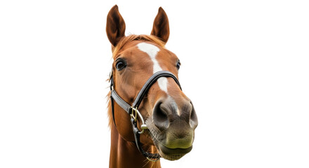 Brown horse head portrait with a halter isolated PNG with Transparent Background