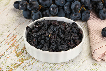 Dry ripe sweet blue raisin