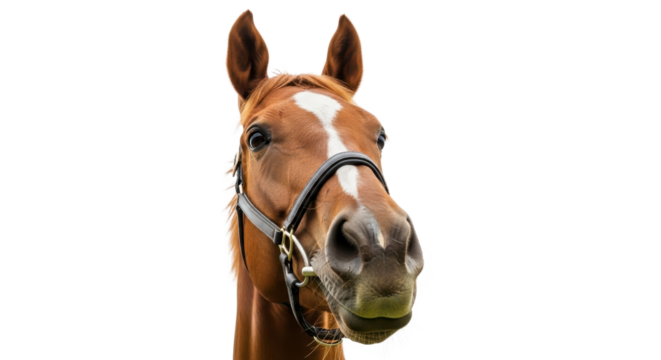 Brown horse head portrait with a halter isolated PNG with Transparent Background