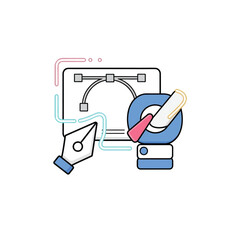 Graphic design software interface with tools.